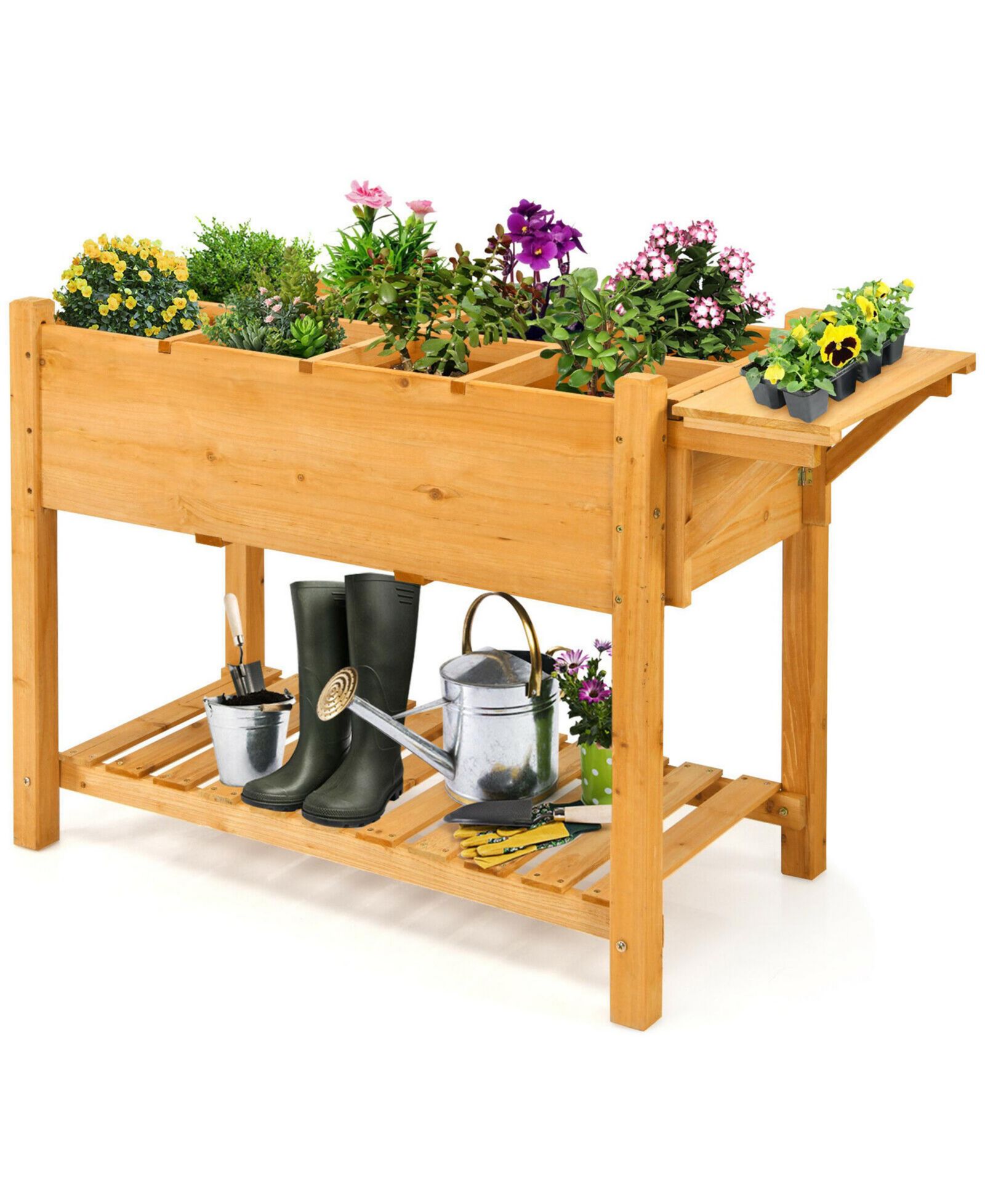 Садовая грядка Gymax Raised Garden Bed Elevated Planter Box Kit 47'' x 21'' x 31.5''