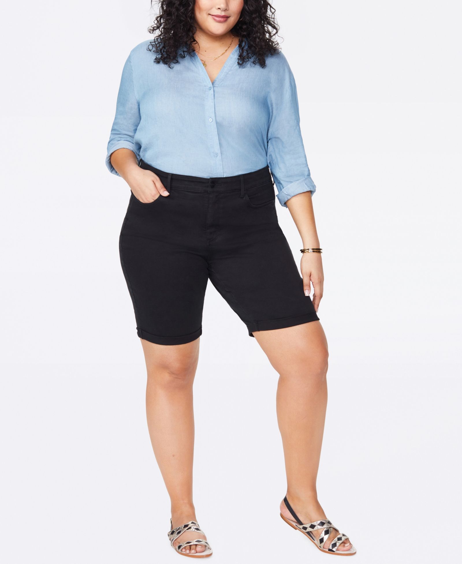 Джинсовые шорты NYDJ Plus Size Briella Roll Cuff