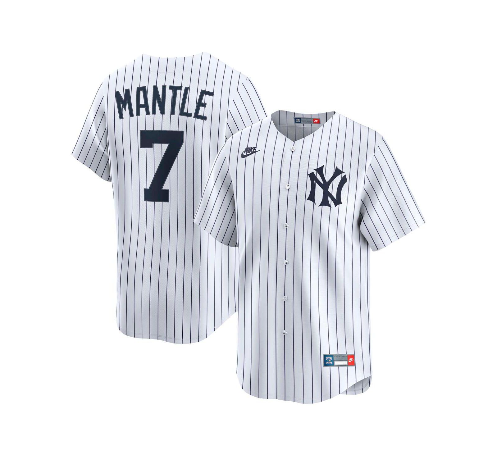 Джерси Nike Men's Mickey Mantle White New York Yankees Throwback Cooperstown Collection Limited