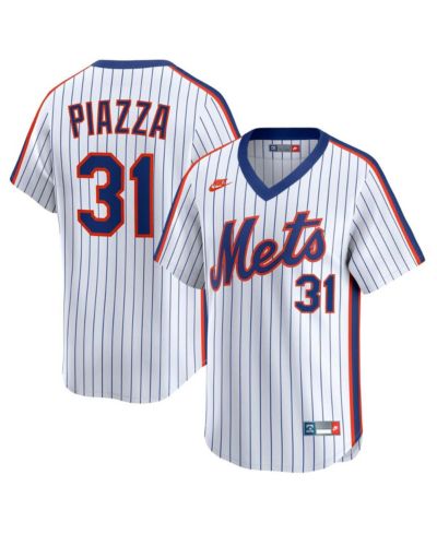 Мужская джерси Nike Mike Piazza White New York Mets Throwback Cooperstown Collection Limited
