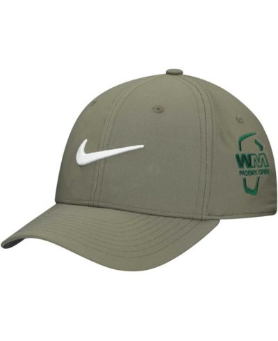 Мужская и женская регулируемая кепка Nike Phoenix Open Performance Swoosh Club оливкового цвета