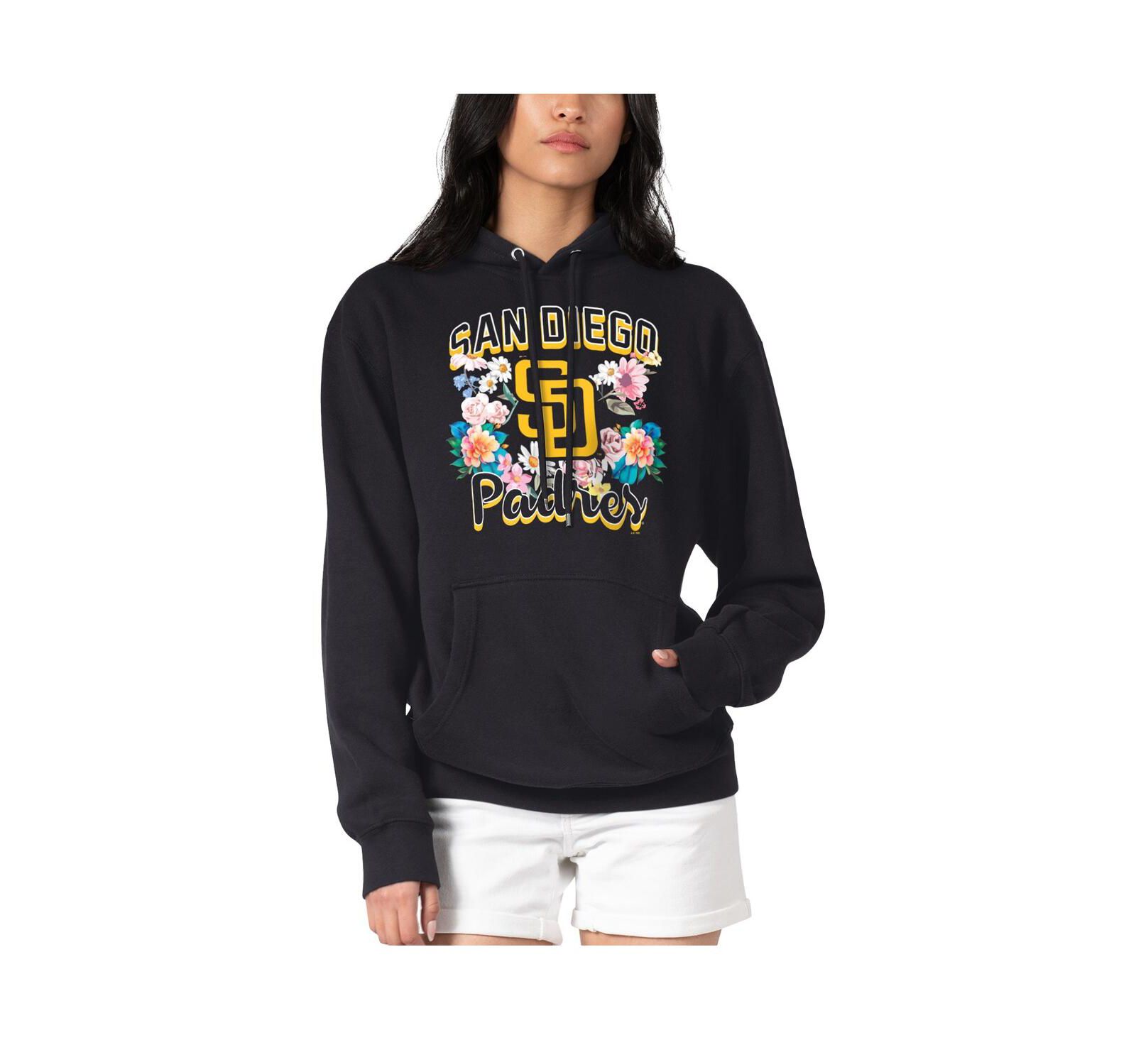 Женский худи G-III 4Her by Carl Banks Black San Diego Padres Flowers Graphic