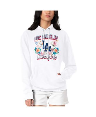 G-III 4Her by Carl Banks Women's White Los Angeles Dodgers Flowers Graphic Pullover Hoodie