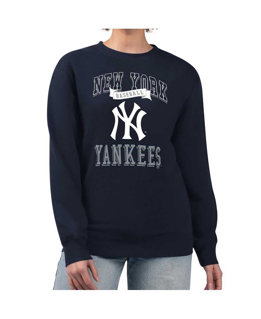 Женский свитшот G-III 4Her by Carl Banks Navy New York Yankees Team Logo Graphic Tri-Blend Fleece Pullover