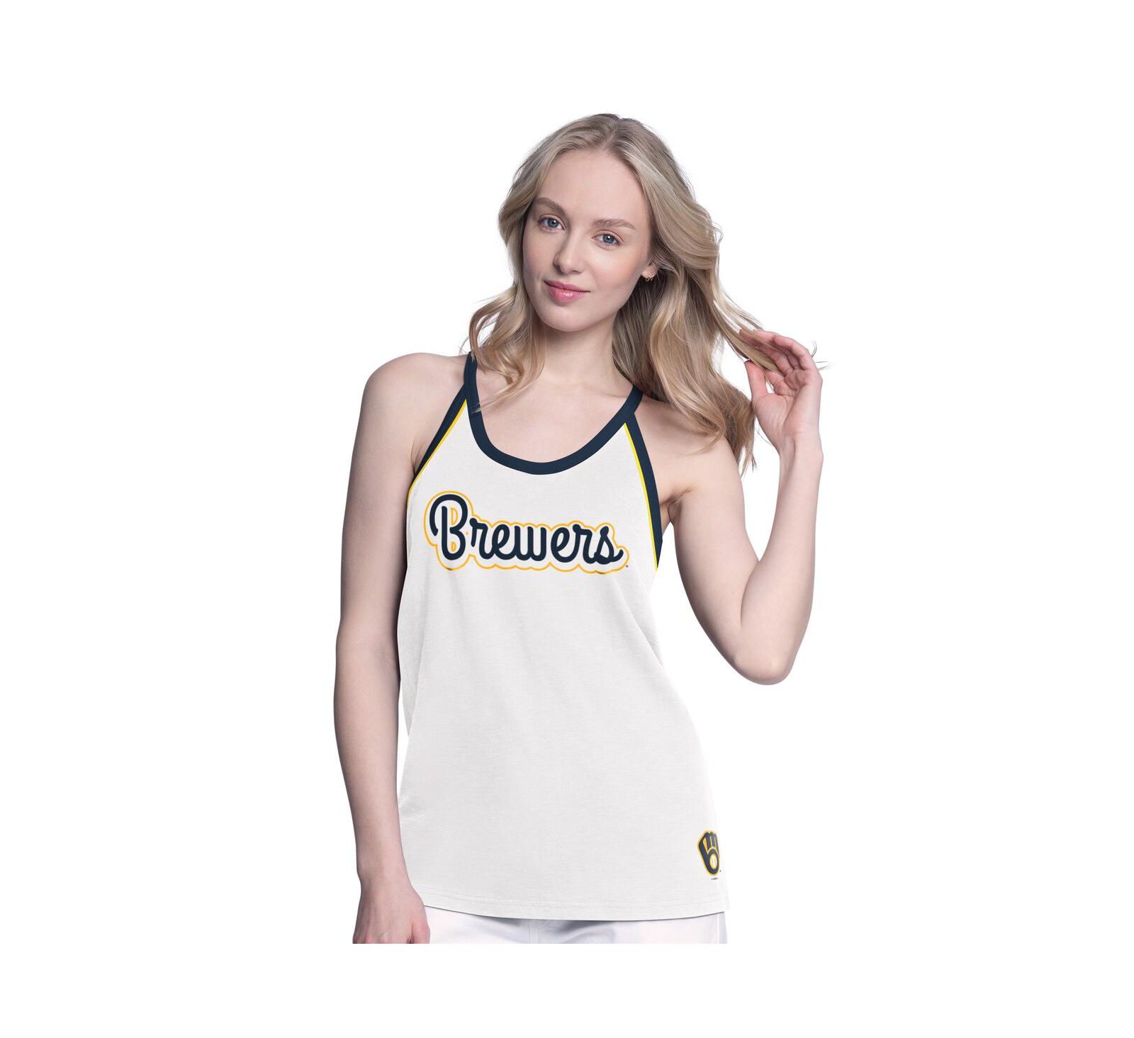G-III 4Her by Carl Banks Женский топ-майка Milwaukee Brewers Curveball, белый