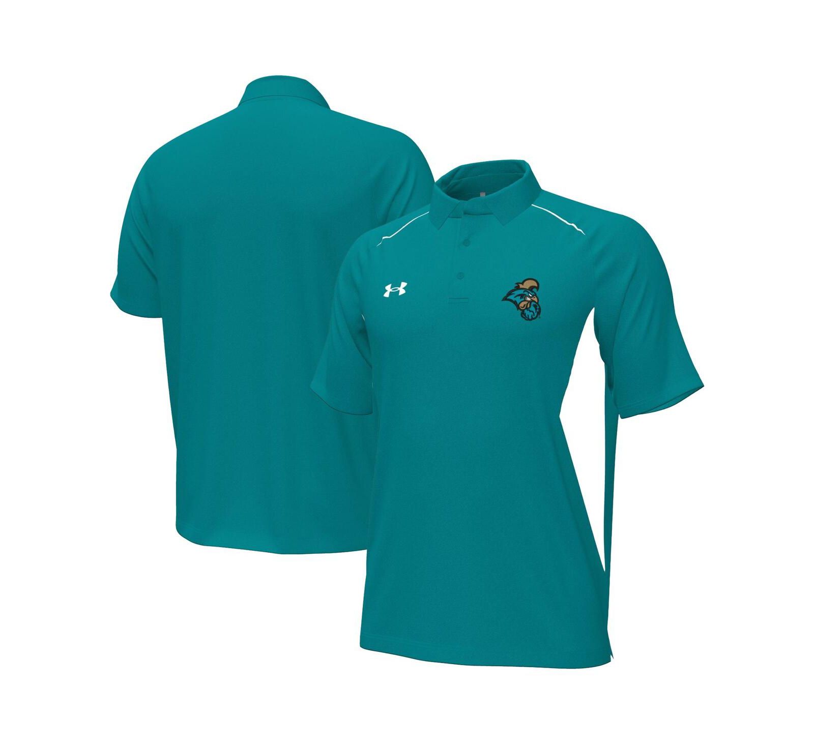 Мужская polo-рубашка Under Armour Men's Teal Coastal Carolina Chanticleers Sideline Title Performance Polo Shirt