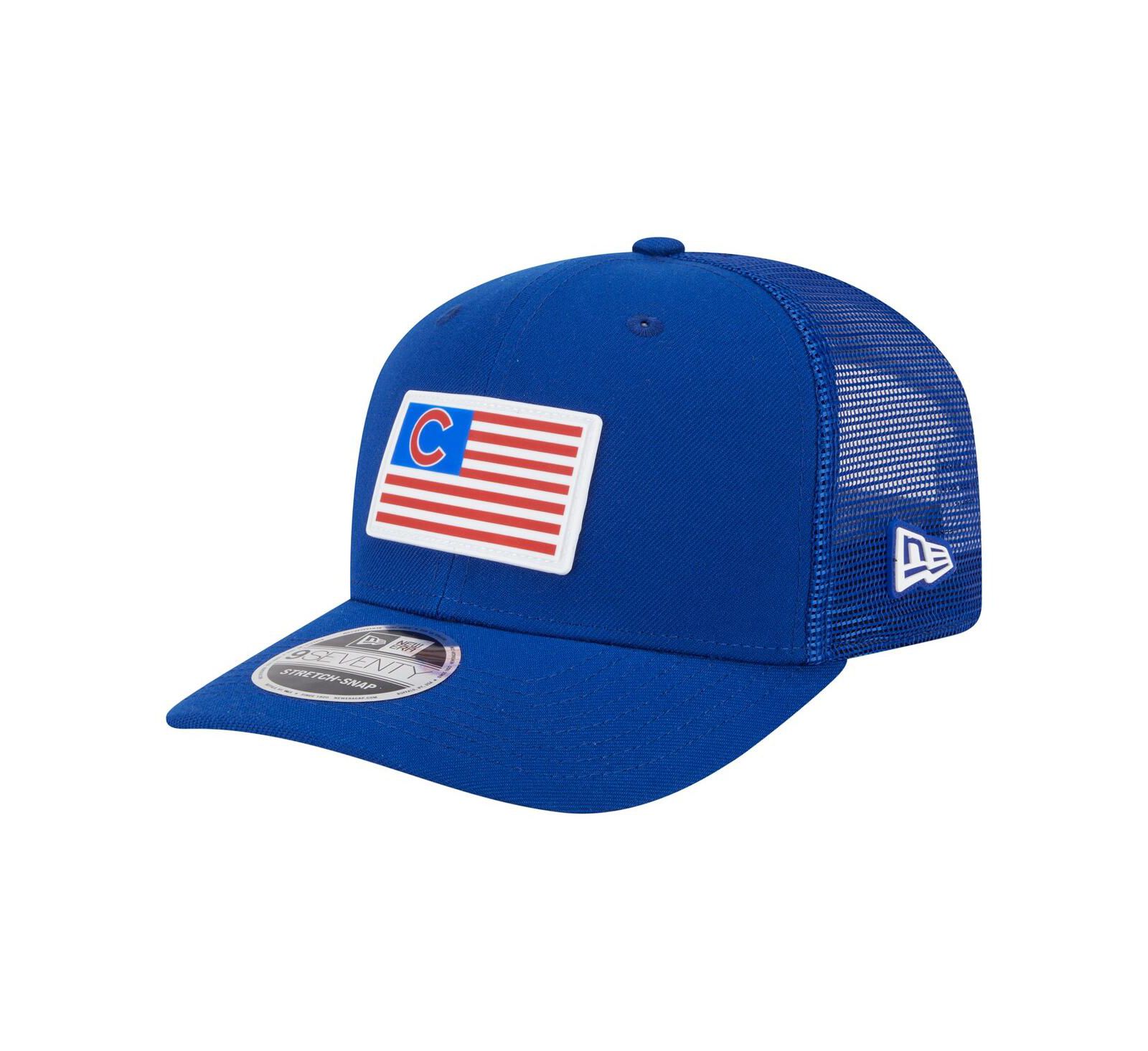 Кепка New Era Men's Royal Chicago Cubs Flag 9SEVENTY Stretch-Snap