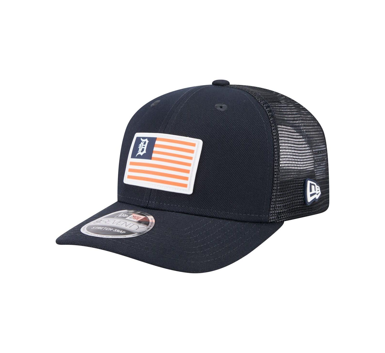 Мужская кепка New Era Detroit Tigers Flag 9SEVENTY, темно-синяя, стрейч-снап