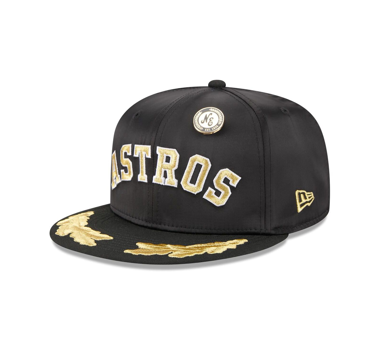 Мужская кепка New Era Houston Astros 2025 59FIFTY Black Gold Leaf