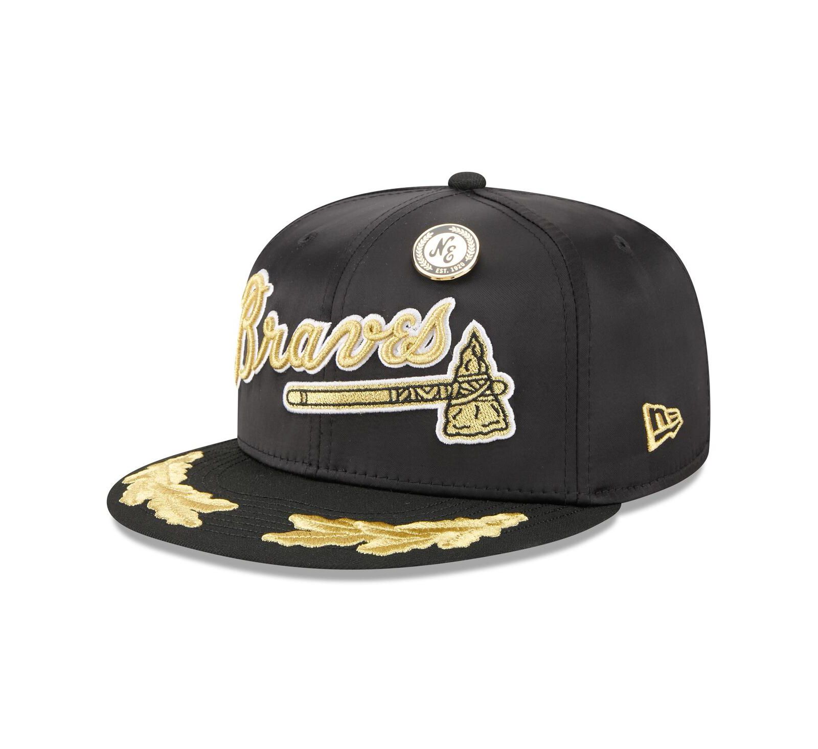 Мужская кепка New Era Atlanta Braves 2025 59FIFTY Day Gold Leaf, черная