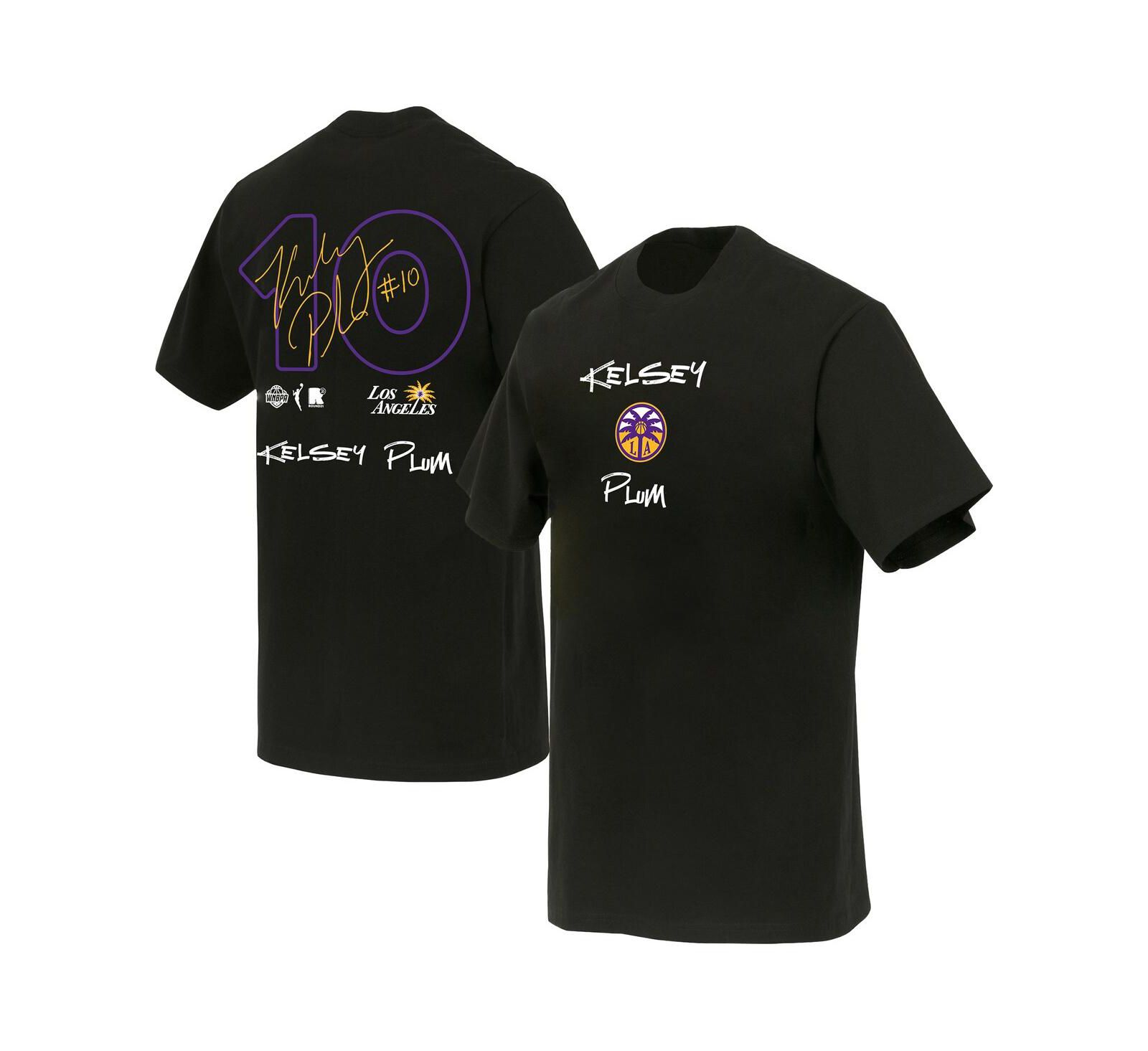 Футболка Round21 Men's and Women's Black Kelsey Plum Los Angeles Sparks Boxy Signature Name & Number