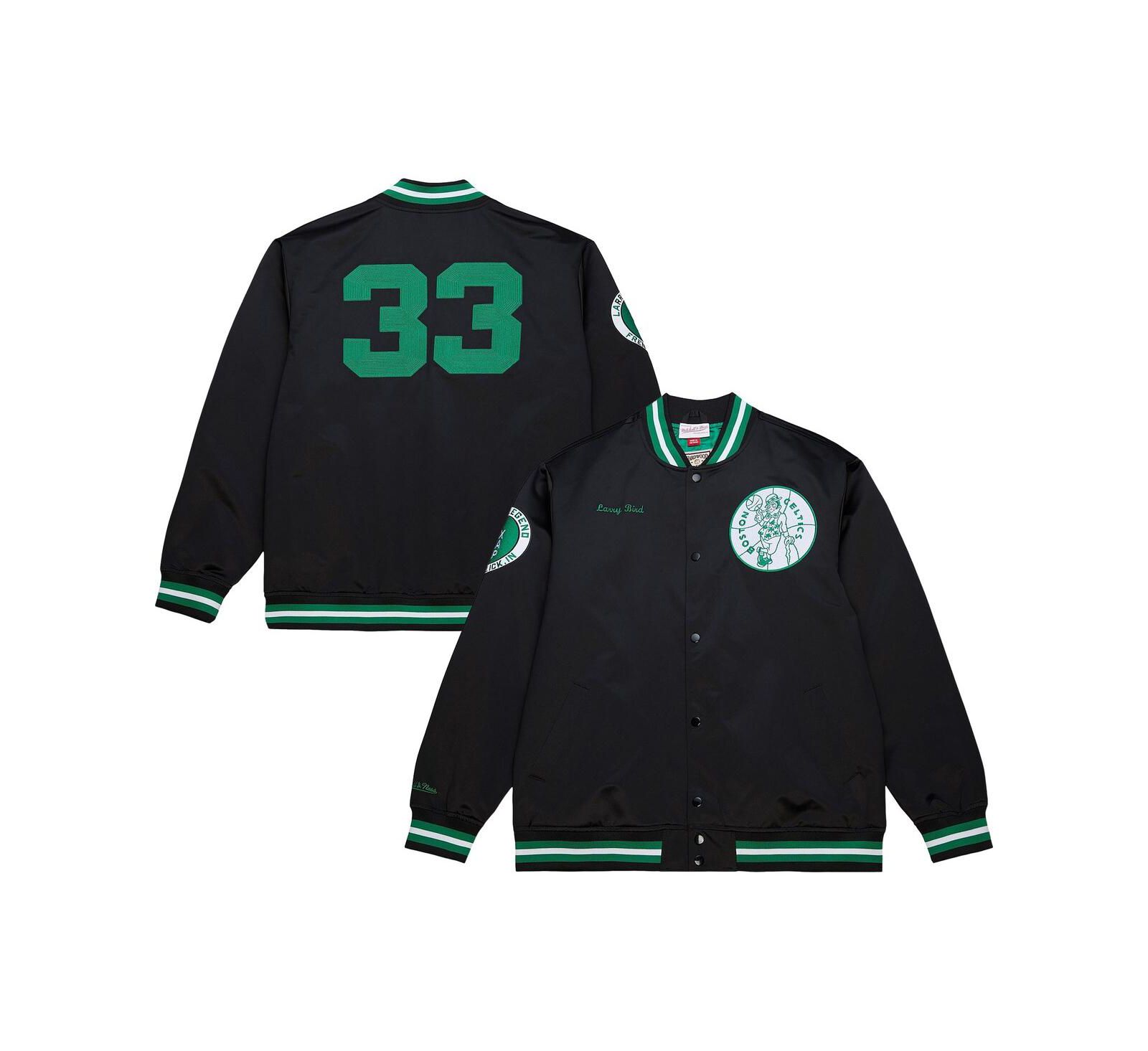 Mitchell & Ness Мужской Black Larry Bird Boston Celtics NBA Legends Full-Snap Satin Jacket