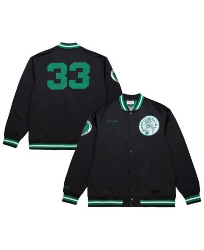 Mitchell & Ness Мужской Black Larry Bird Boston Celtics NBA Legends Full-Snap Satin Jacket
