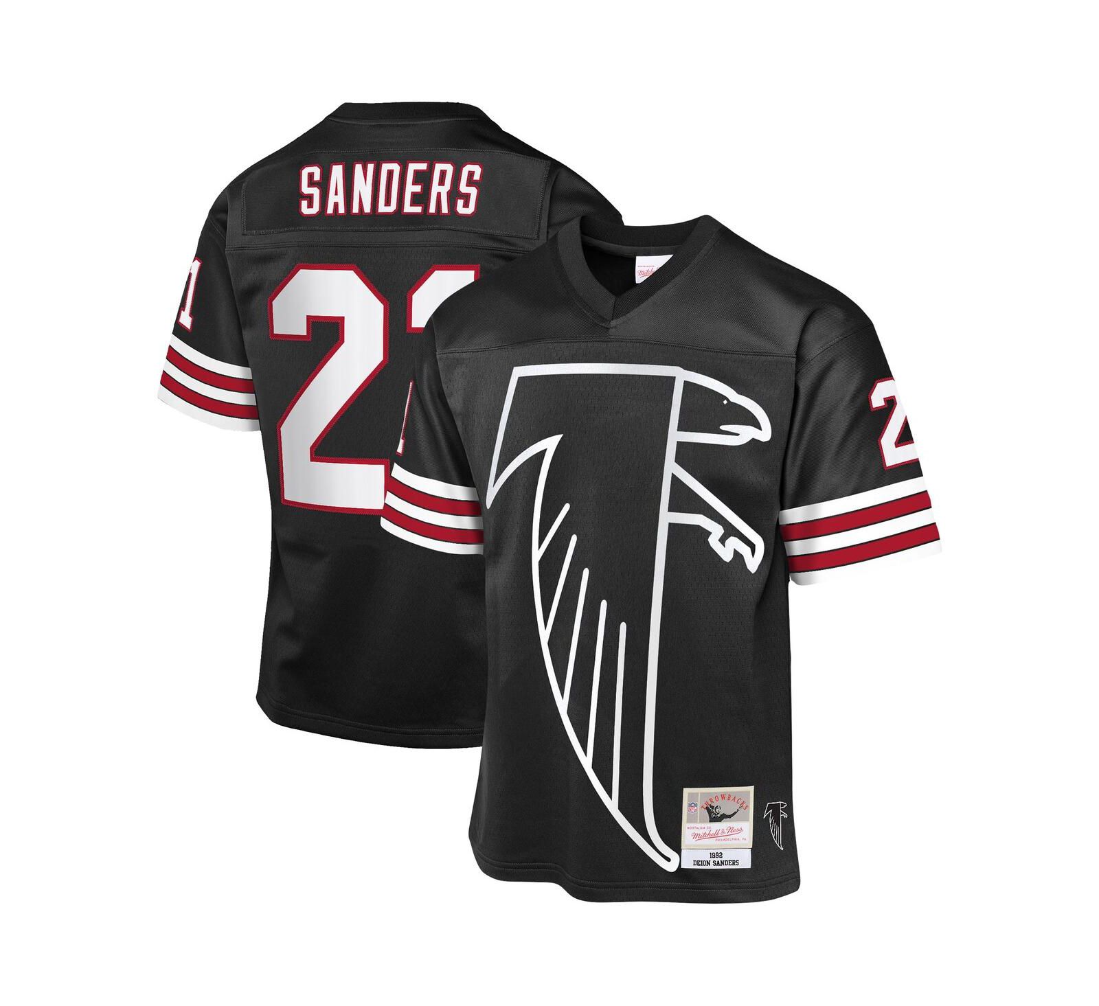 Детская модная джерси Mitchell & Ness Deion Sanders Black Atlanta Falcons 1992 Throwback