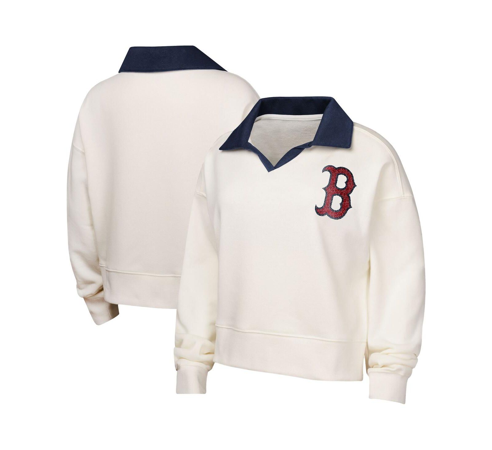 Свитшот Outerstuff Big Girls White Boston Red Sox Ballpark Hit с воротником