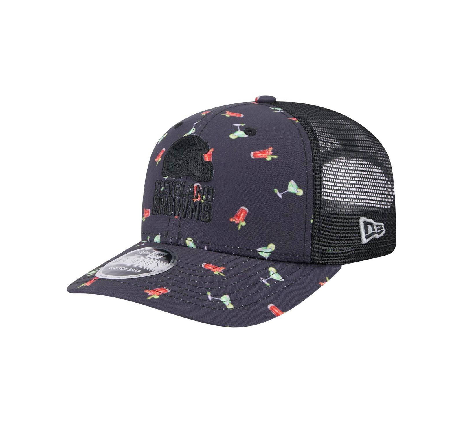Мужская кепка New Era Cleveland Browns Adventure Drinks Pattern 9SEVENTY Stretch-Snap, темно-синяя/черная