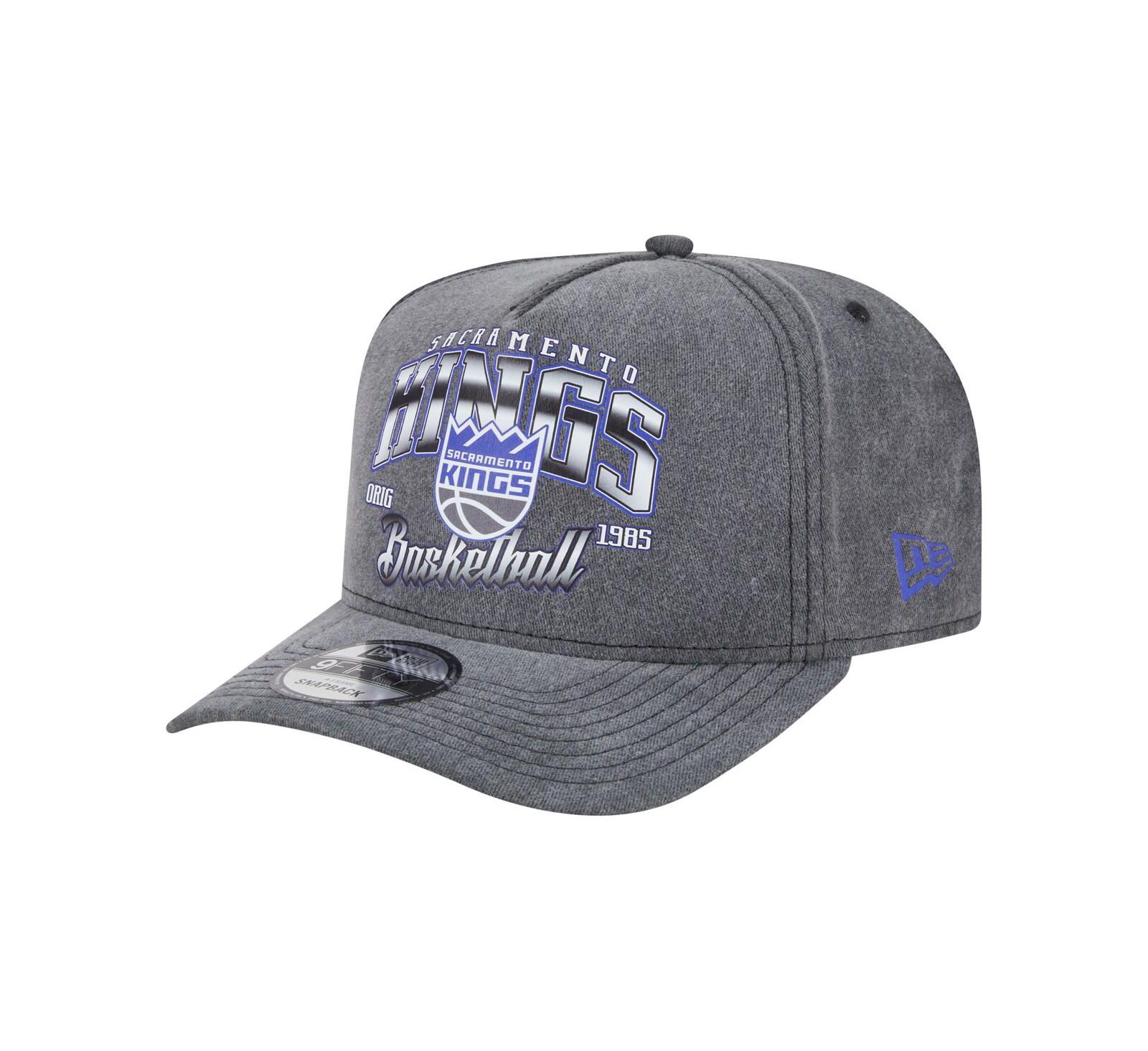 Кепка New Era Men's Charcoal Sacramento Kings Throwback 9FIFTY Snapback