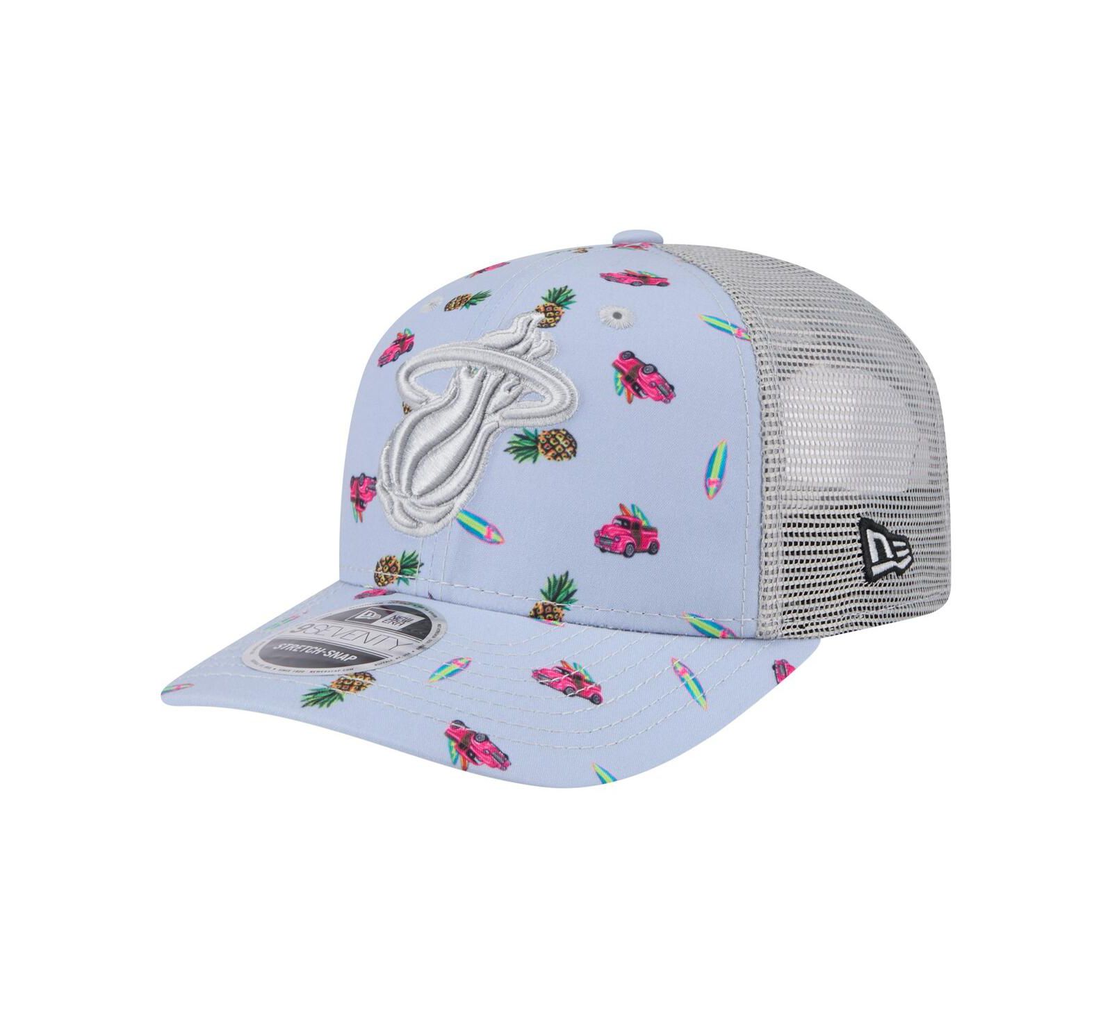 New Era Мужская кепка 9SEVENTY Stretch-Snap Miami Heat Adventure Aloha Pattern Light Blue/Gray