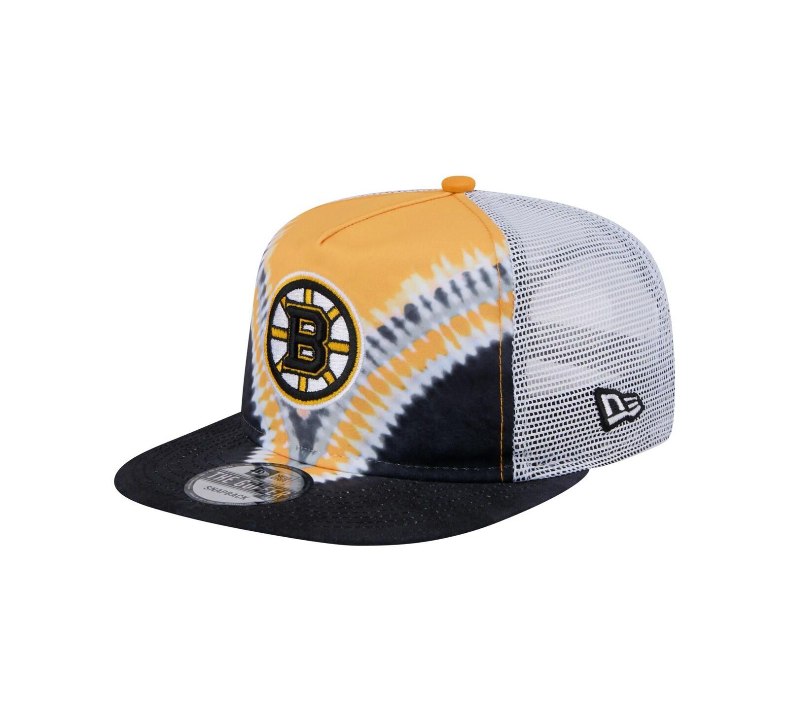 Мужская бейсболка New Era Boston Bruins Throwback V-Dye Adjustable Golfer Hat, Black/Gold