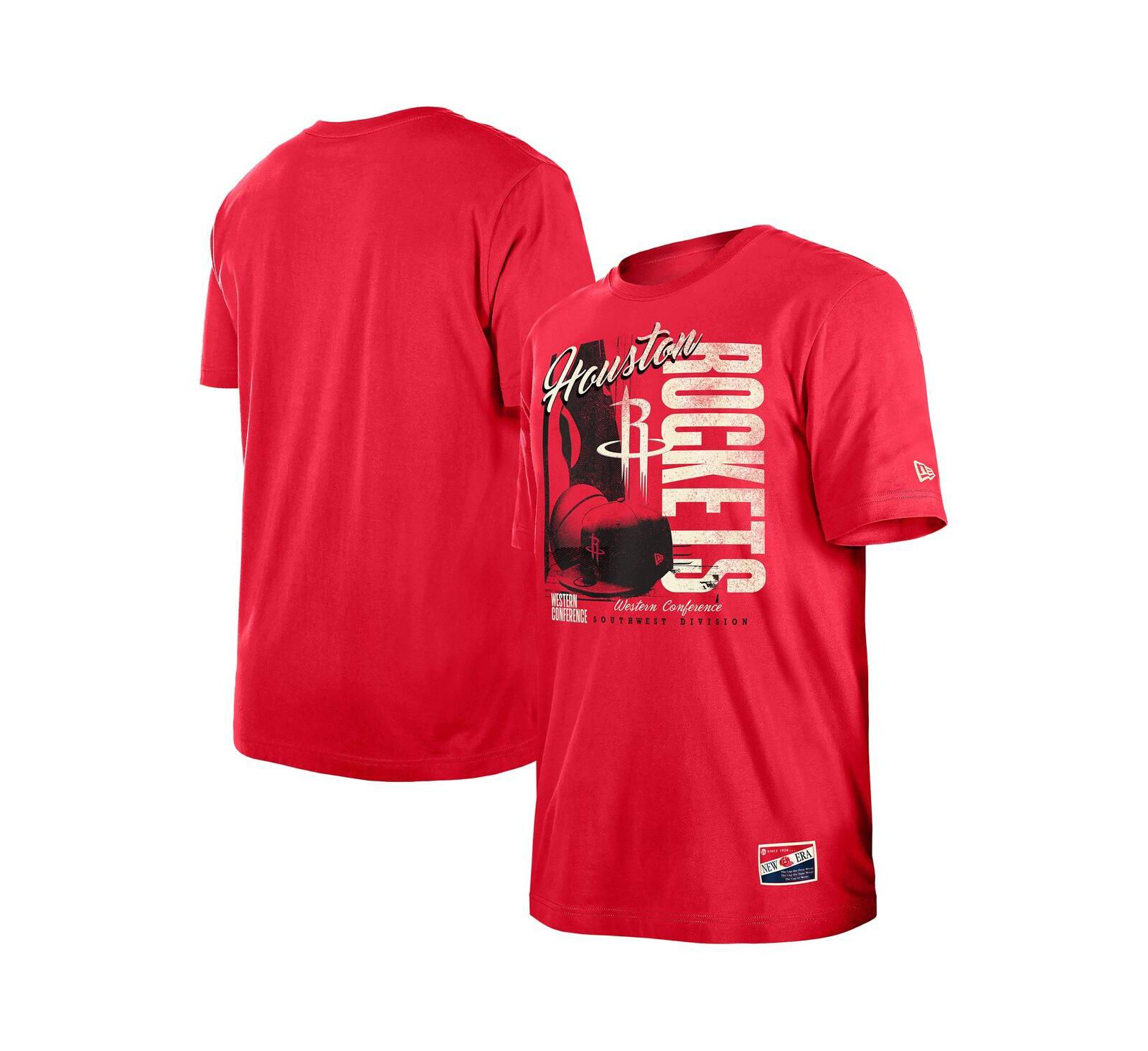 New Era Men's Red Houston Rockets Distressed Throwback Vintage Color Pack T-Shirt