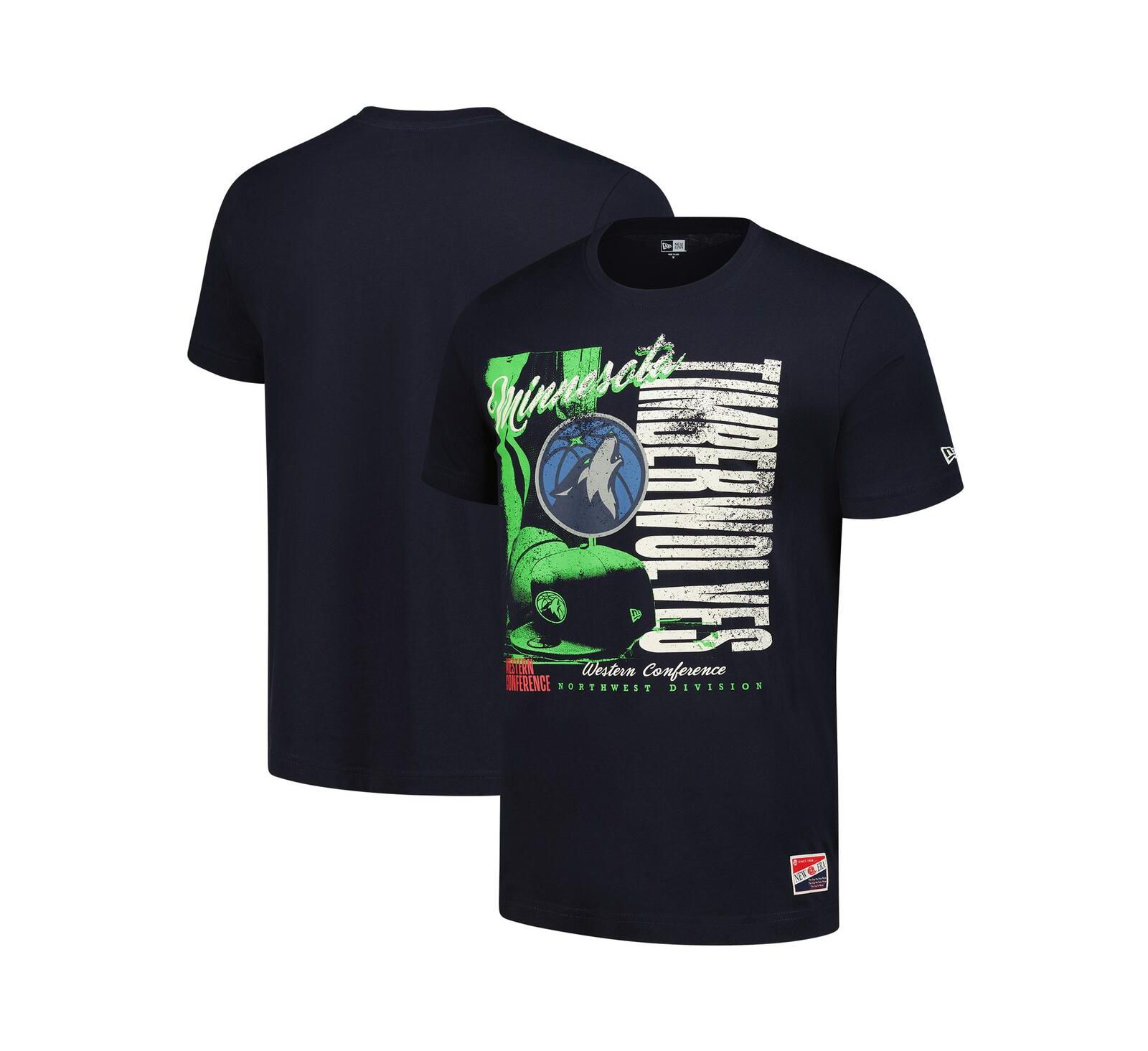New Era Мужской Navy Minnesota Timberwolves Distressed Throwback Vintage Color Pack Футболка