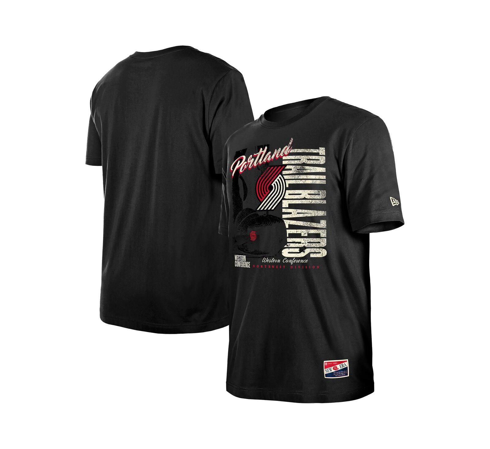 Мужская футболка New Era Black Portland Trail Blazers Distressed Throwback Vintage