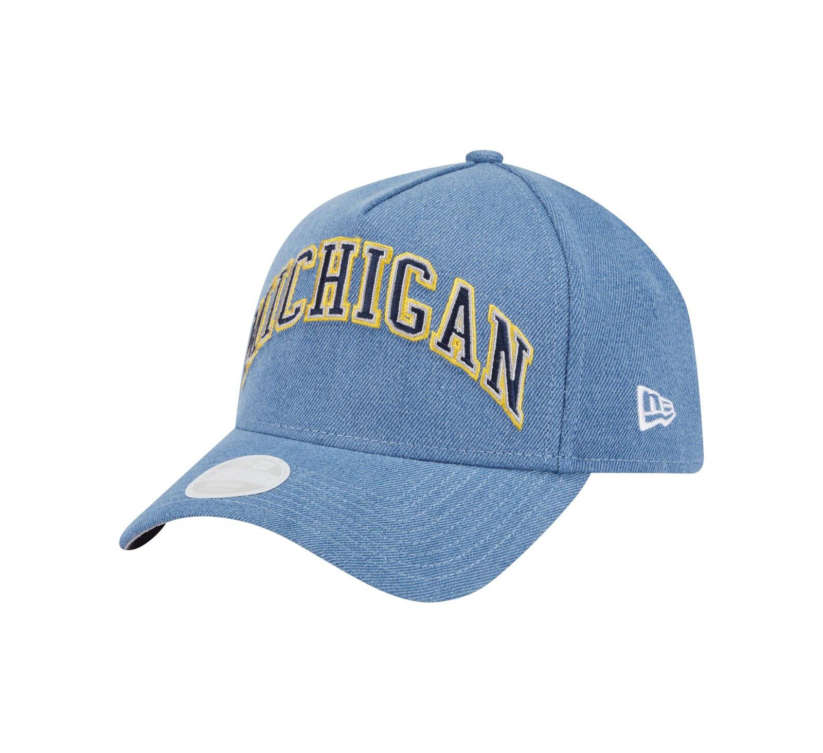 Женская бейсболка New Era Michigan Wolverines A-Frame 9FORTY Denim