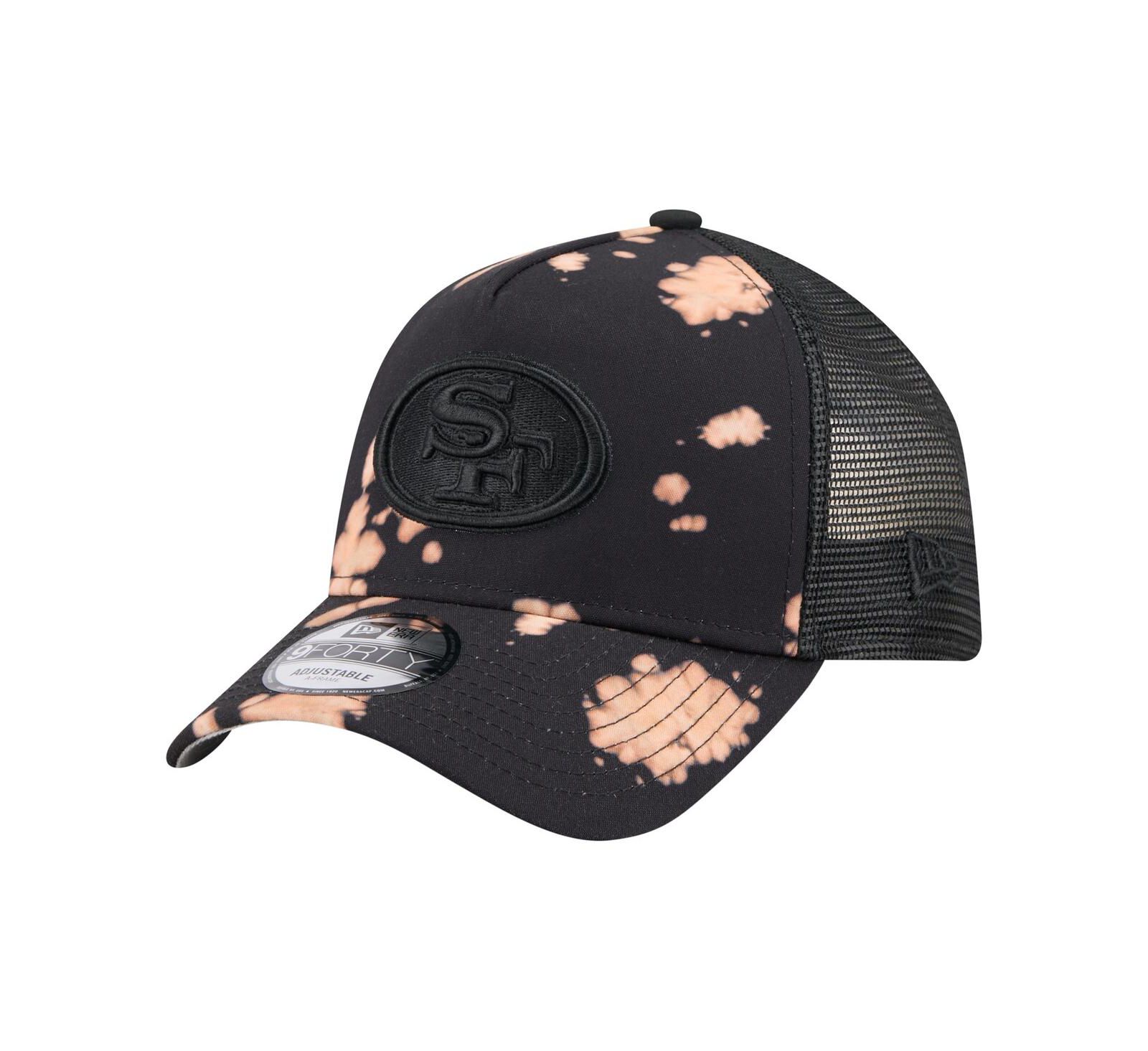 New Era Men's Black San Francisco 49ers Bleached 9FORTY A-Frame Adjustable Hat