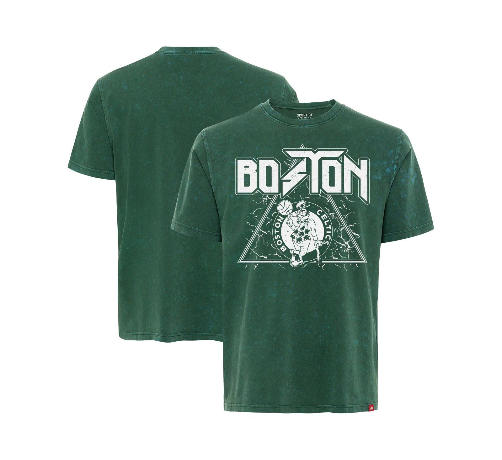 Мужская футболка Sportiqe Green Boston Celtics Distressed Rock Roll Collection Angus Premium Mineral Wash