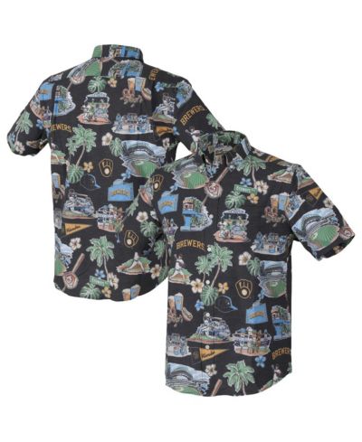 Reyn Spooner Мужская рубашка Milwaukee Brewers Black Button-Down