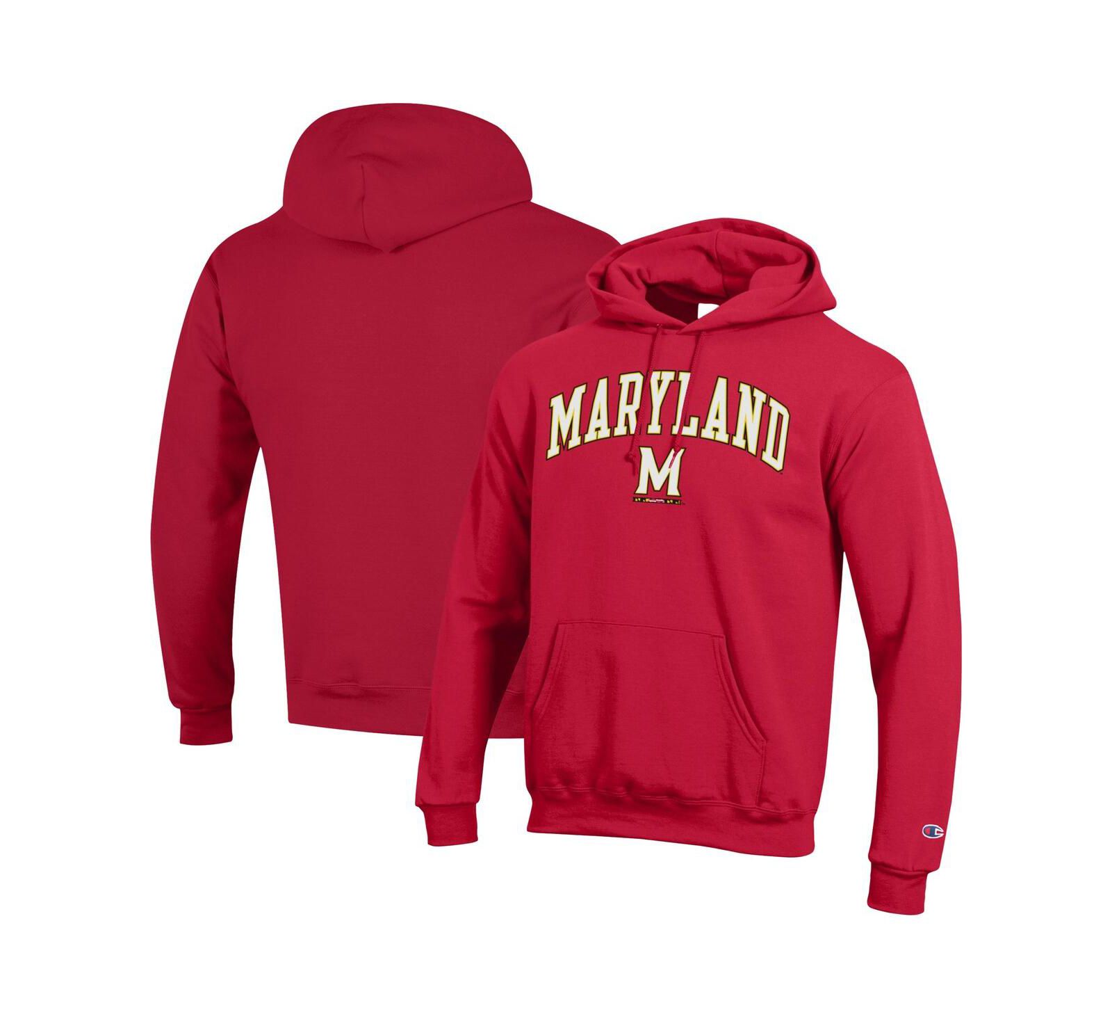 Champion Men's Red Maryland Terrapins Arch Over Logo Pullover Hoodie