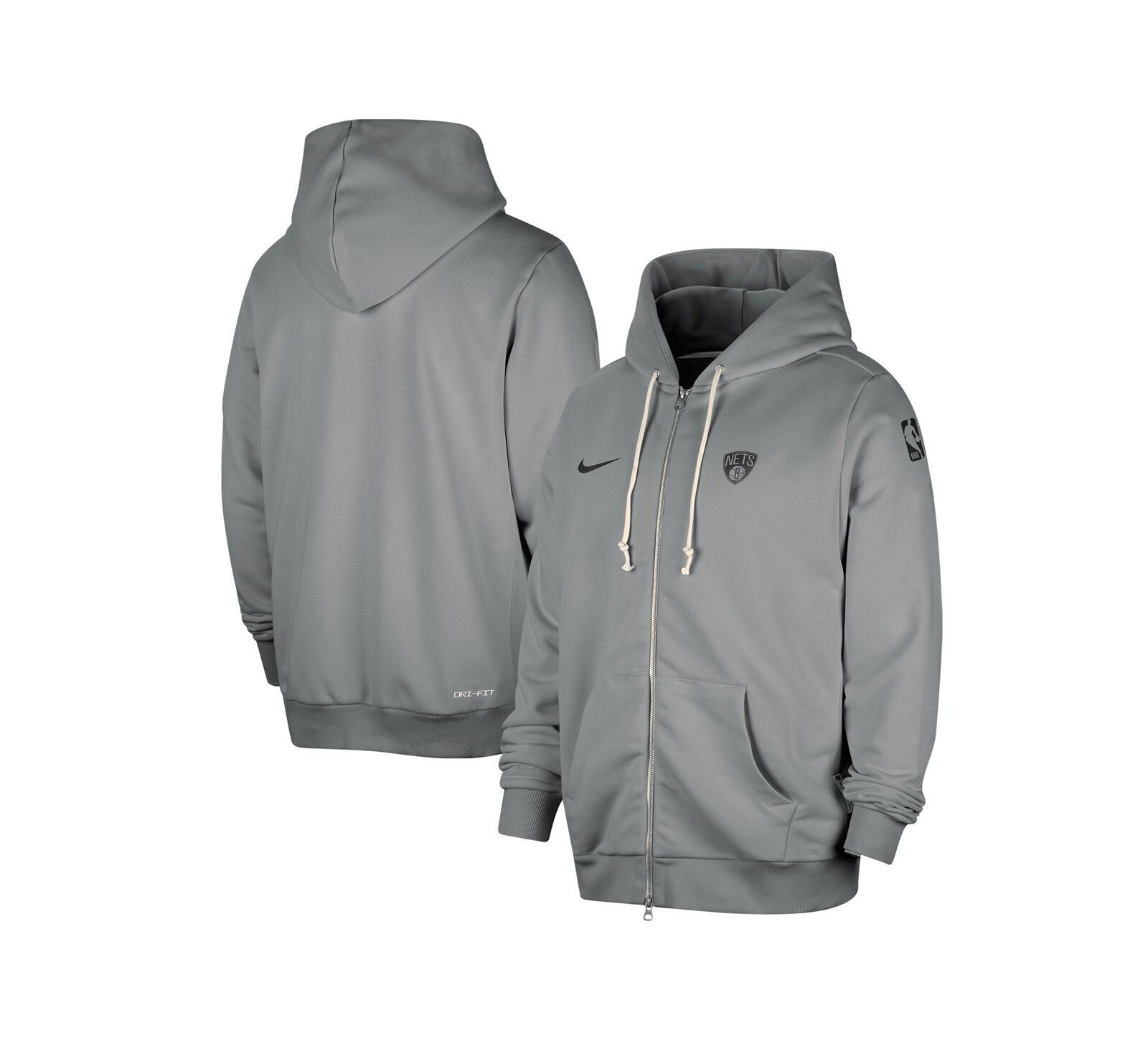 Nike Men's Gray Brooklyn Nets Authentic Standard Issue Full-Zip Hoodie Jacket