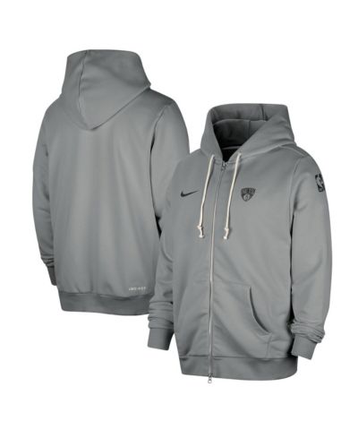 Мужская толстовка Nike Gray Brooklyn Nets Authentic Standard Issue Full-Zip