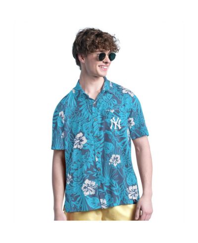 Мужская рубашка Margaritaville New York Yankees с принтом пальм, темно-синяя