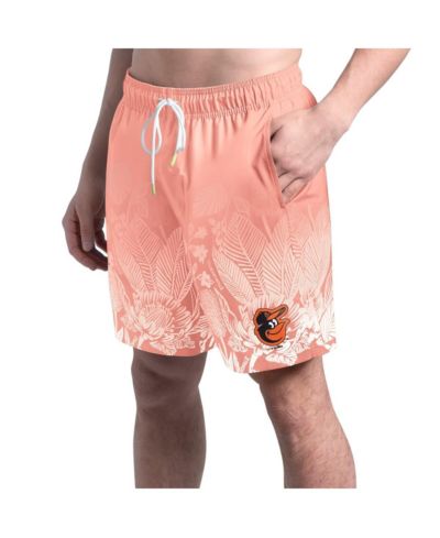 Margaritaville Men's Coral Baltimore Orioles Lagoon Fiesta Swim Shorts