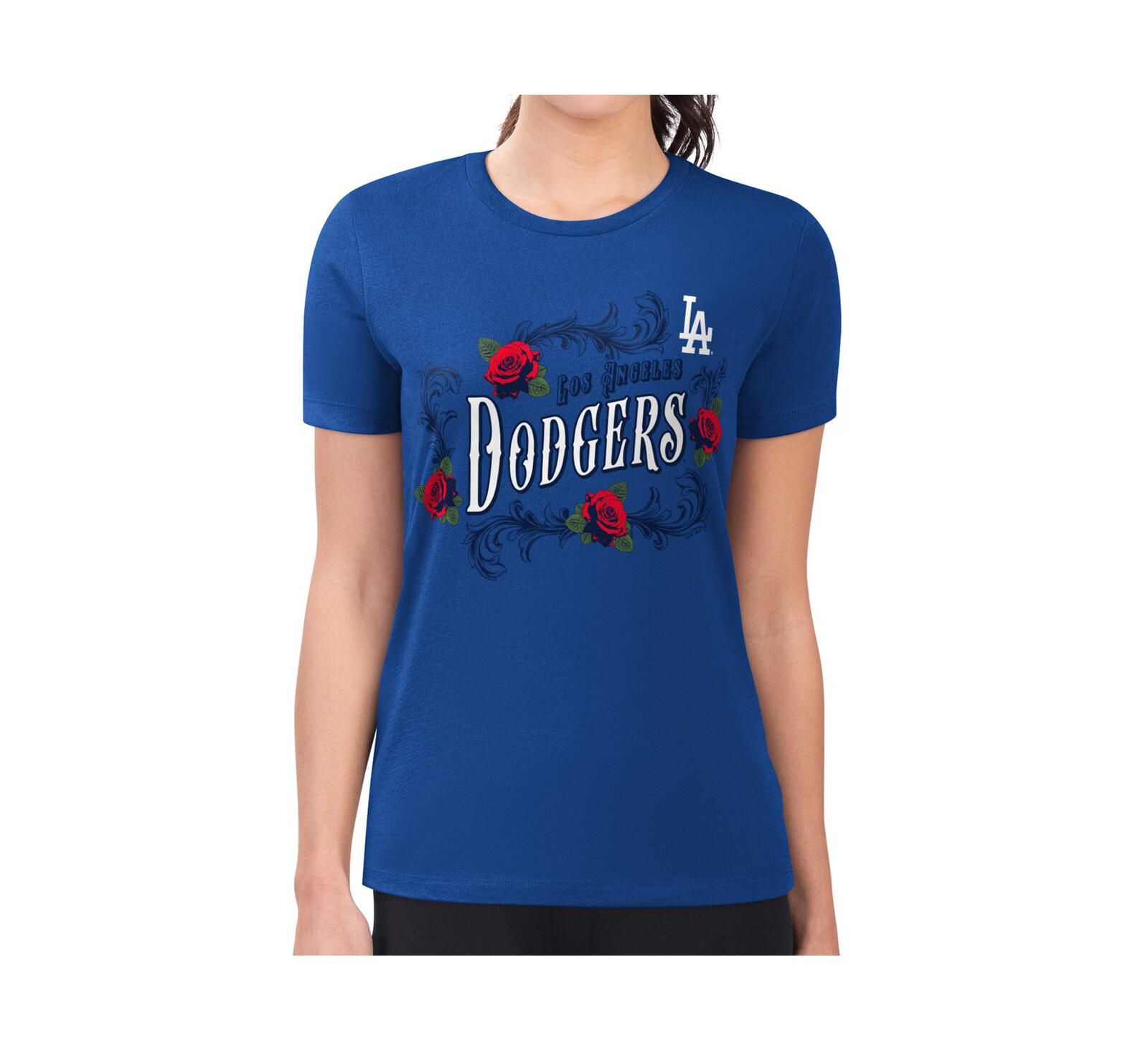 Женская футболка G-III 4Her by Carl Banks Royal Los Angeles Dodgers Retro Roses Fitted