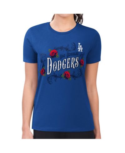 Женская футболка G-III 4Her by Carl Banks Royal Los Angeles Dodgers Retro Roses Fitted