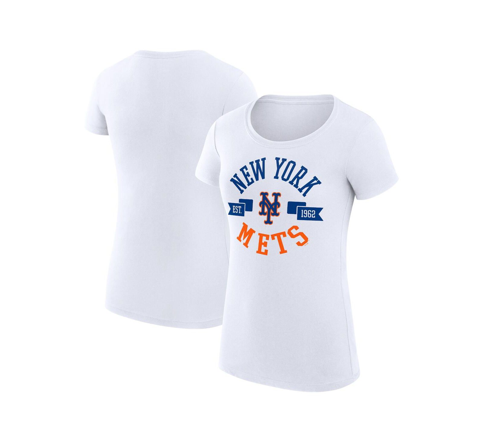 G-III 4Her by Carl Banks Women's White New York Mets City Graphic Fitted T-Shirt