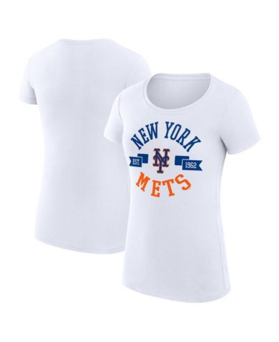 G-III 4Her by Carl Banks женская приталенная футболка New York Mets белого цвета с городским графическим принтом