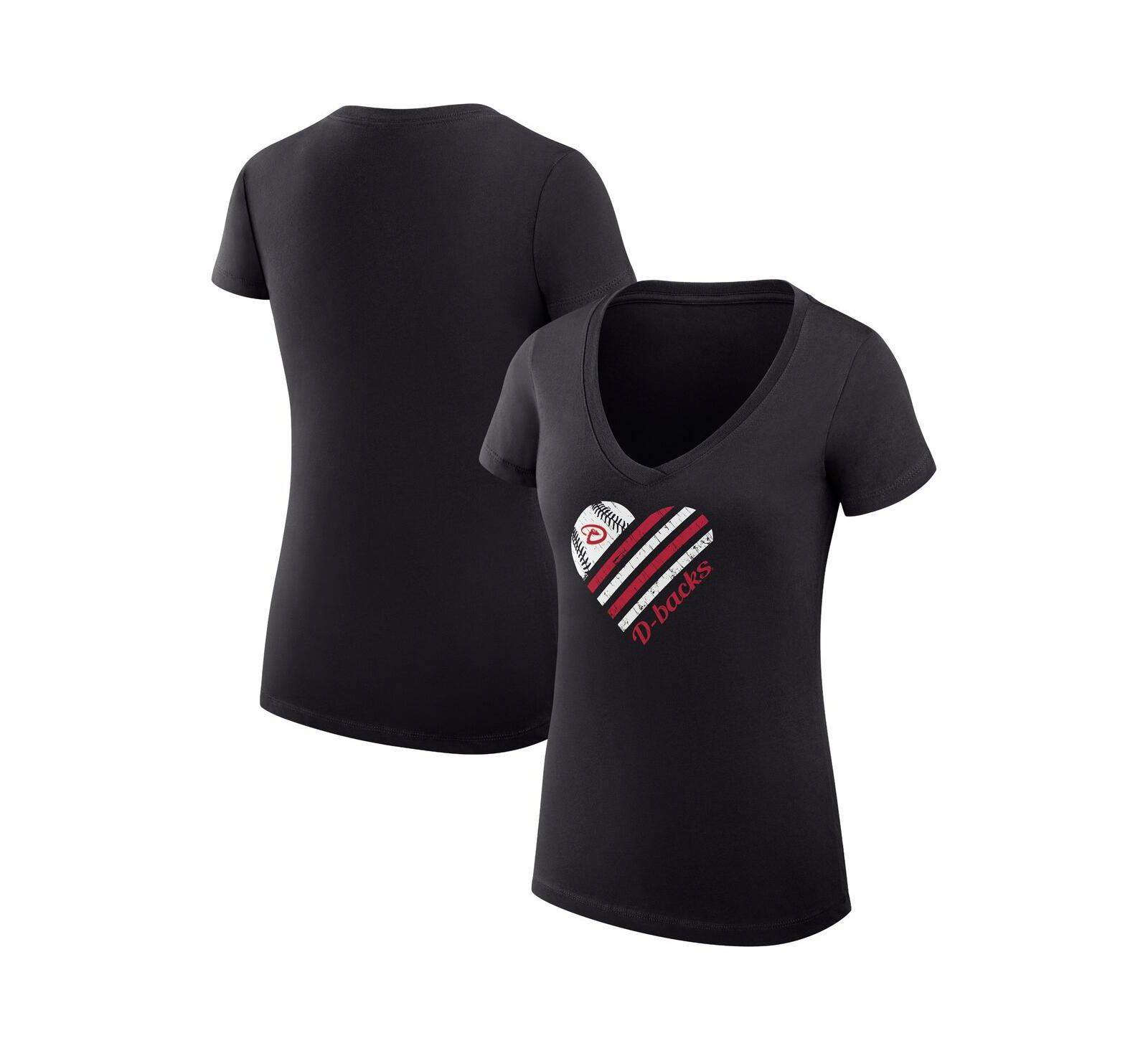 G-III 4Her by Carl Banks Women's Black Arizona Diamondbacks Heart V-Neck Fitted T-Shirt