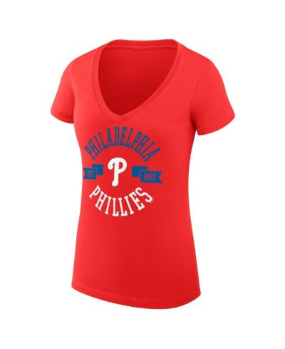 Женская приталенная футболка G-III 4Her by Carl Banks Red Philadelphia Phillies City Graphic V-Neck