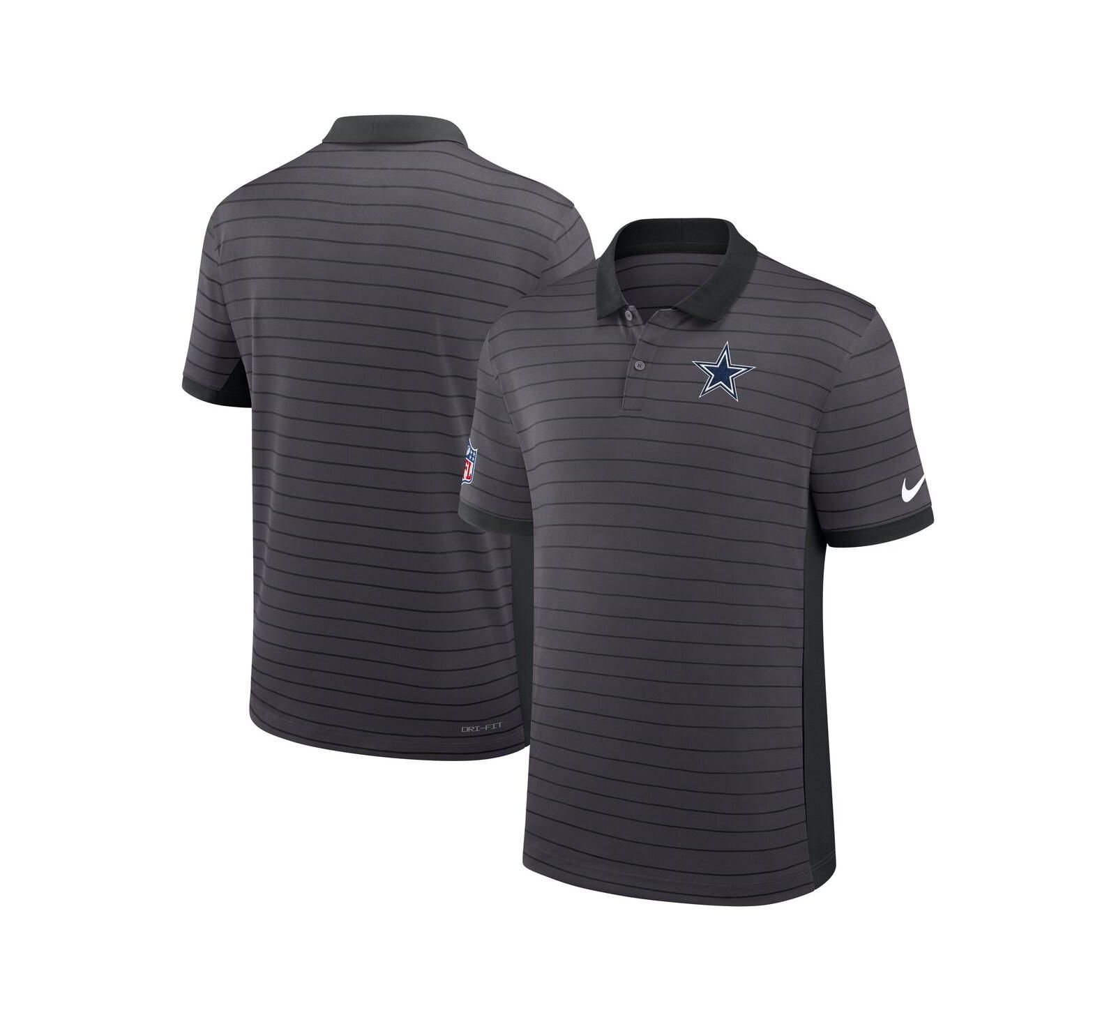 Nike Men's Gray Dallas Cowboys Sideline Victory Stripe Performance Polo Shirt