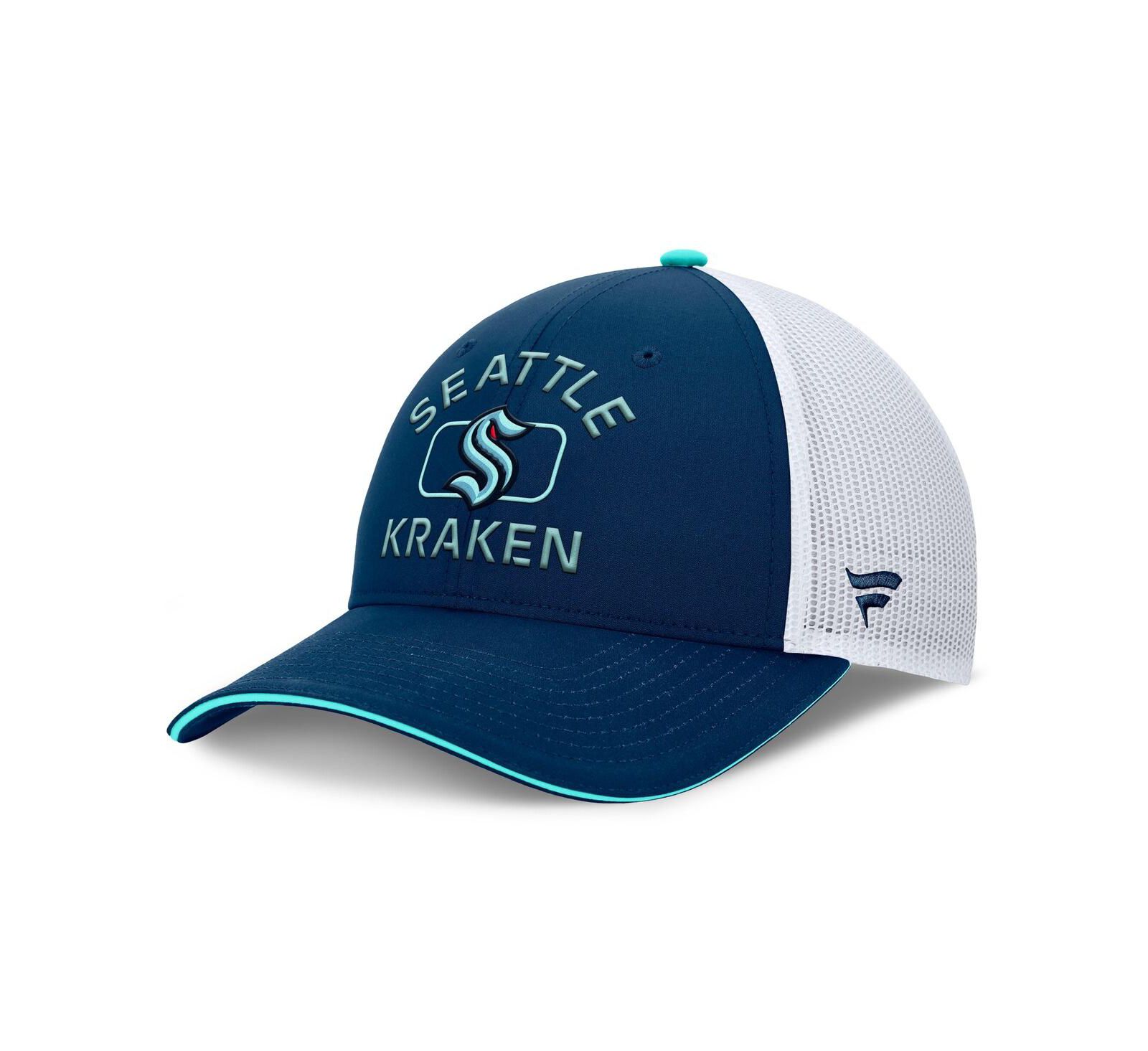 Мужская кепка Fanatics Deep Sea Blue/White Seattle Kraken Authentic Pro Rink Trucker Hat