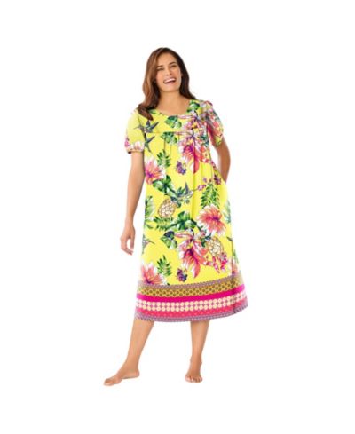 Only Neccessities Women's Only Necessities Short Print Shirred Lounger