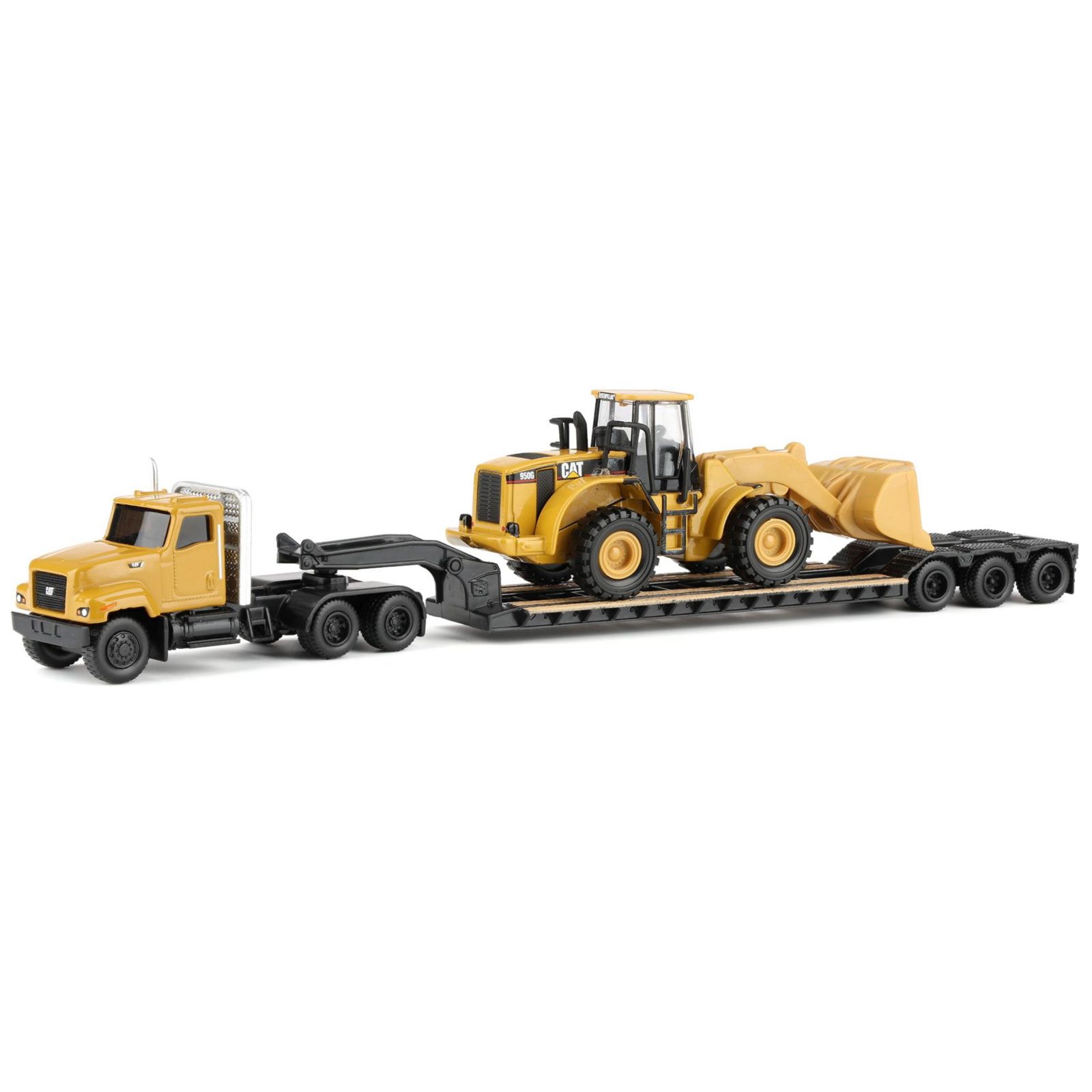 Diecast Masters модель Caterpillar CT681 Day Cab с низкорамным прицепом и 950G Wheel Loader 1/87