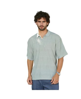 Campus Sutra Men's Sage Green Bohomian Oversized Polo T-Shirt