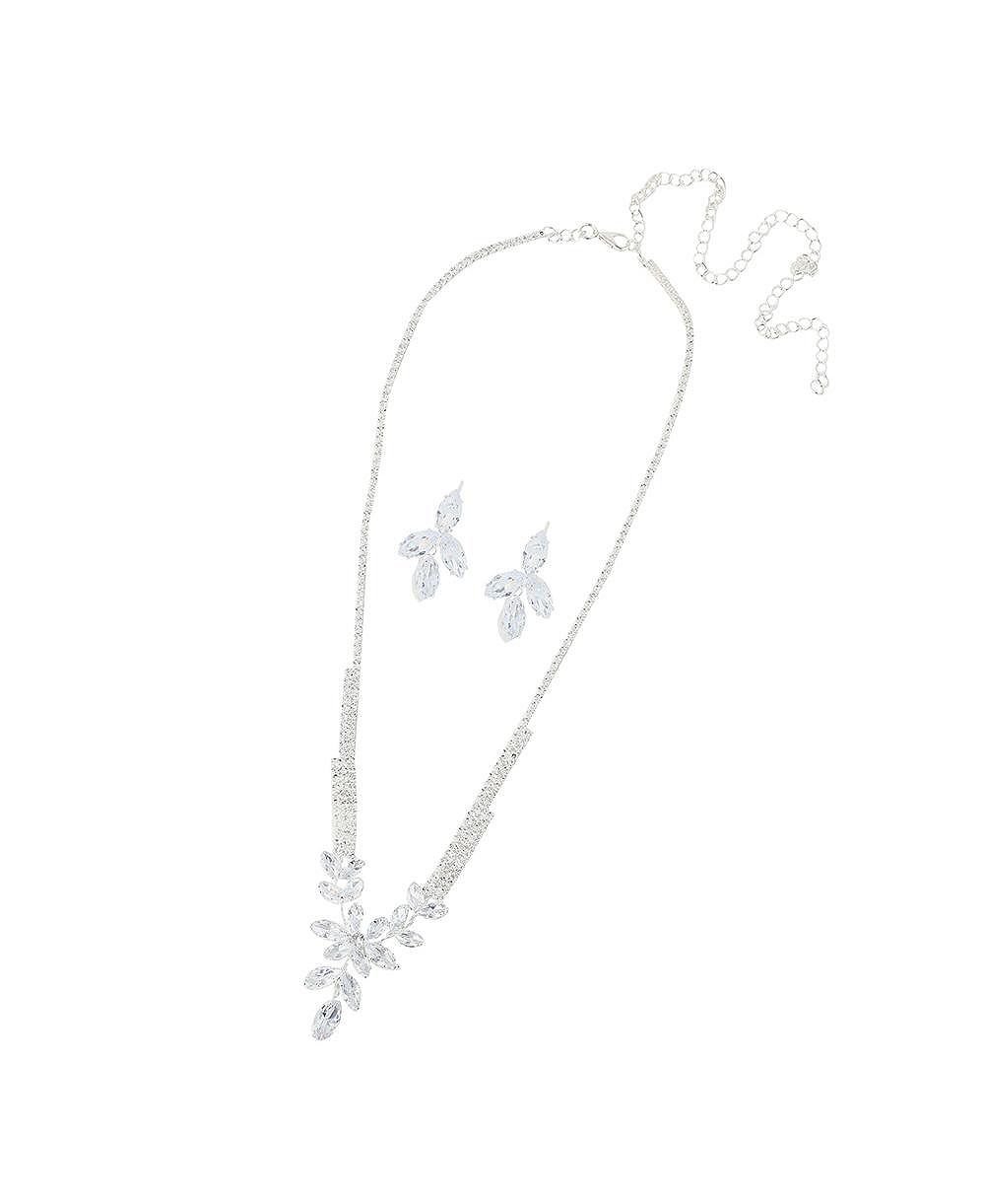 SOHI Women's Silver Bling Stone Jewellery Set