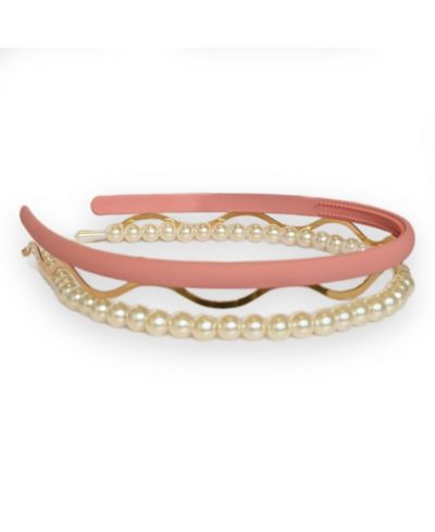 Headband Set - Pink + Pearl + Gold