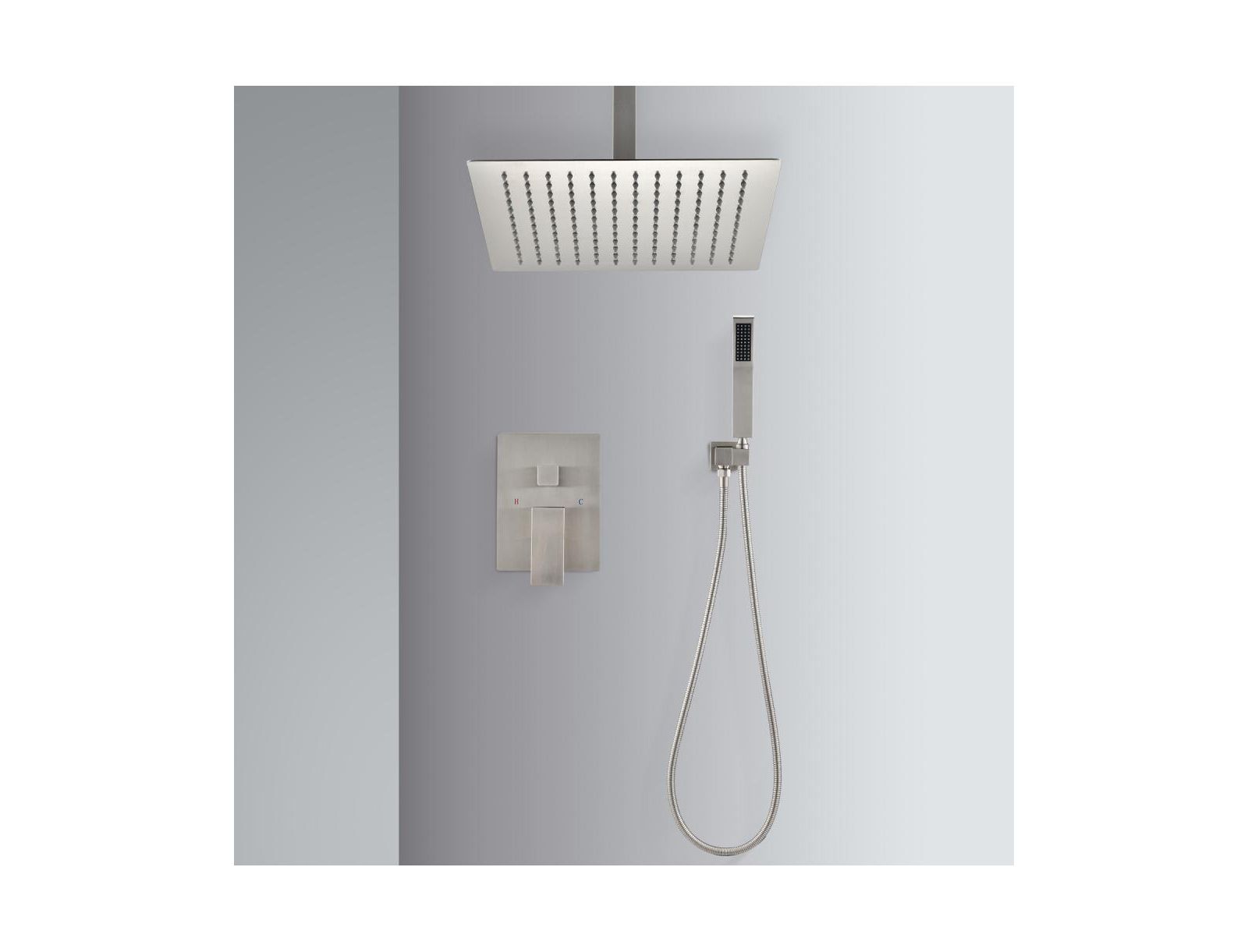 RAINSKEN Ceiling Mounted Shower System Combo Set with Handheld and 12"Shower head