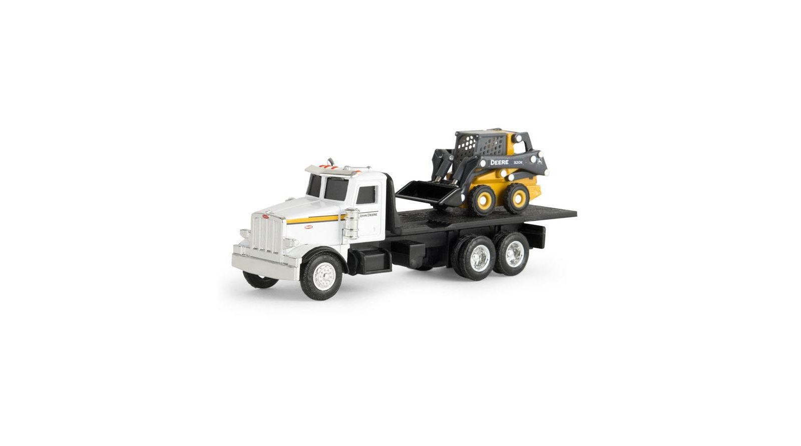 ERTL модель грузовика John Deere Peterbilt Flatbed с 320E Skid Steer